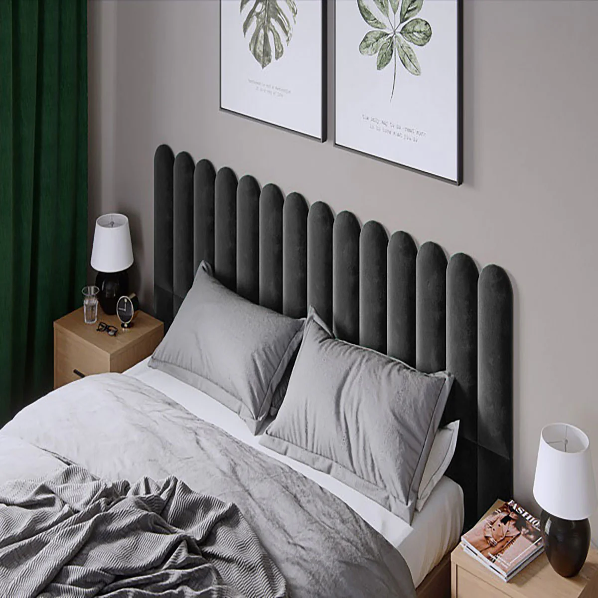 Тапициран стенен панел Vilo OVAL 15X60 GRAPHITE