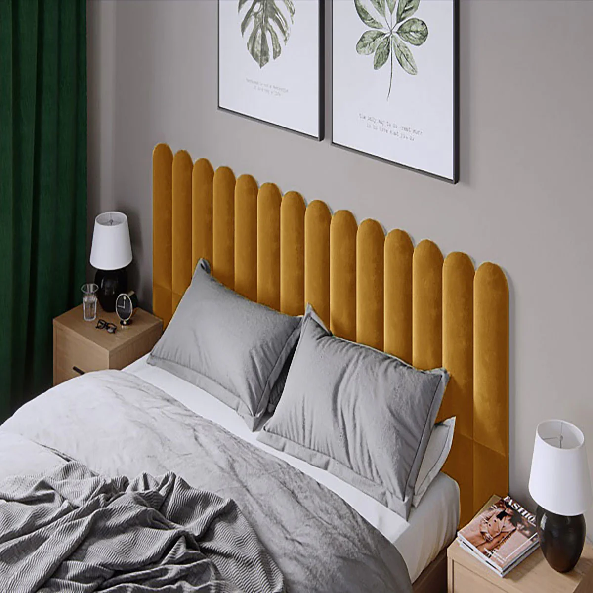 Тапициран стенен панел Vilo OVAL 15X60 MUSTARD