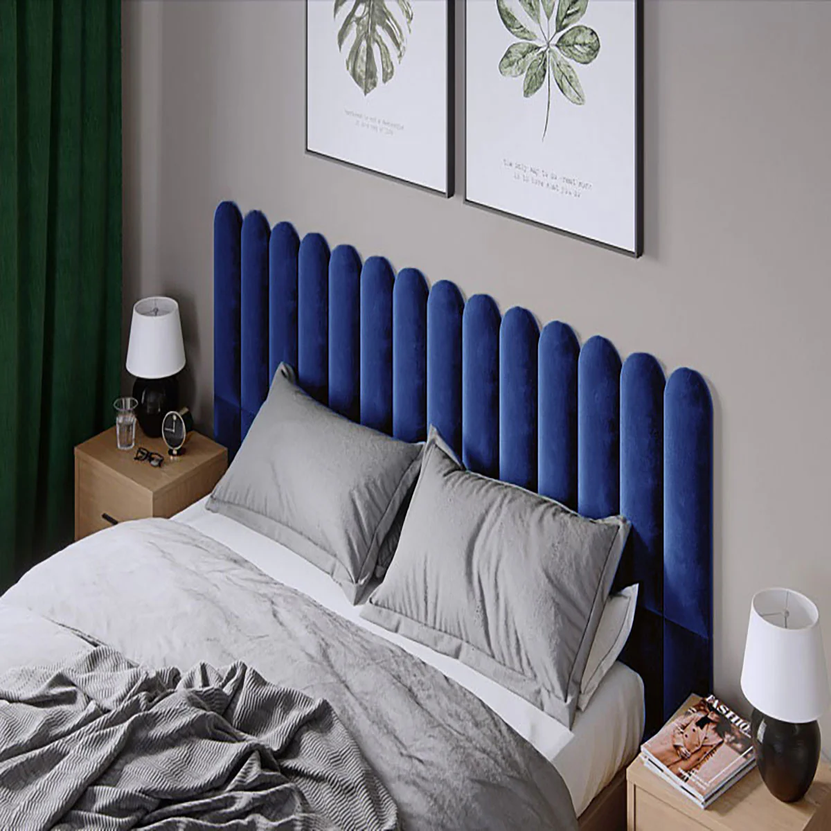 Тапициран стенен панел Vilo OVAL 15X60 NAVY BLUE
