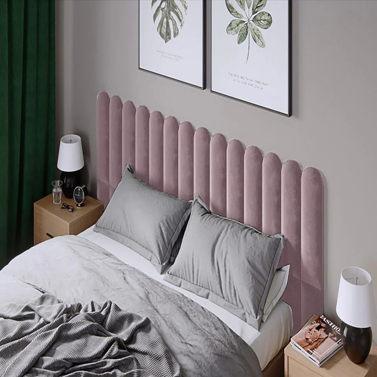 Тапициран стенен панел Vilo OVAL 15X60 POWDER PINK