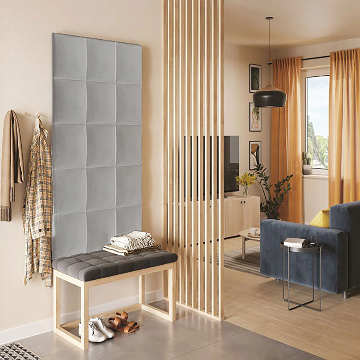 Тапициран стенен панел Vilo REGULAR 3 30X30 GREY