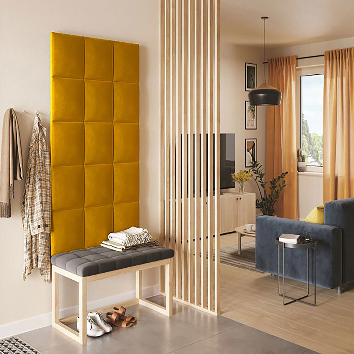 Тапициран стенен панел Vilo REGULAR 3 30X30 MUSTARD