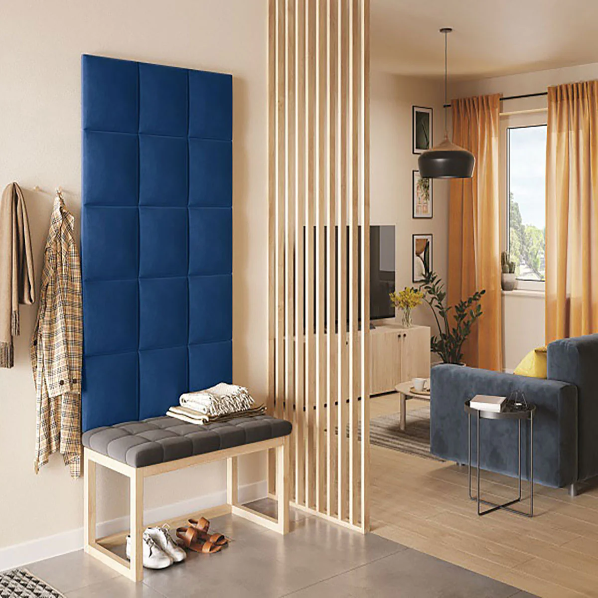 Тапициран стенен панел Vilo REGULAR 3 30X30 NAVY BLUE