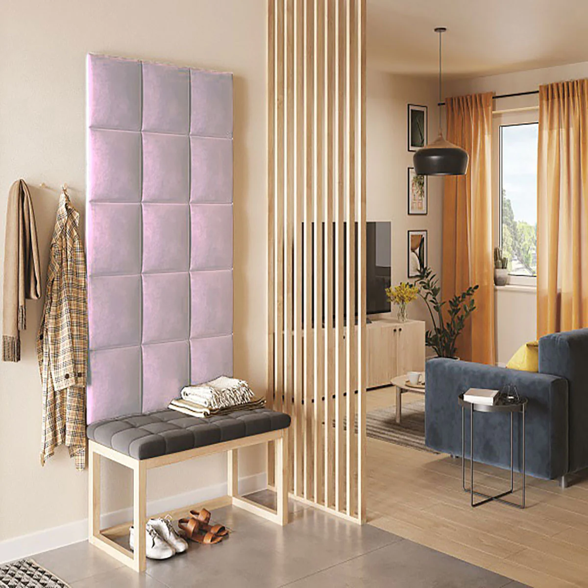 Тапициран стенен панел Vilo REGULAR 3 30X30 POWDER PINK